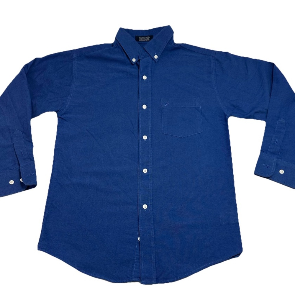 Nautica Boys Oxford Dress Shirt- Size 12, Blue, Long Sleeve, Button Down